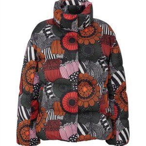 Marimekko x Uniqlo Ultra Light Down cocoon jacket with scarf